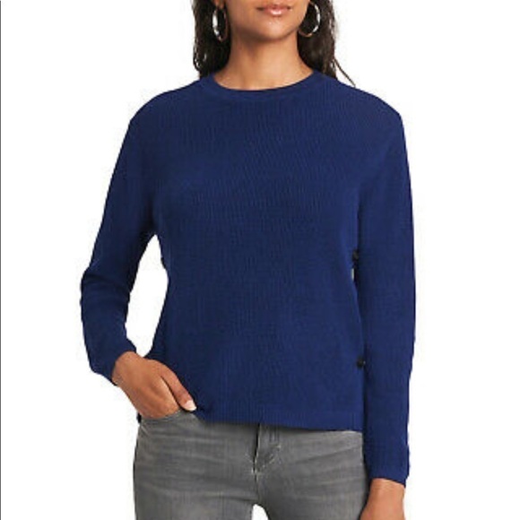 1.State blue crew neck sweater with side buttons pull over Size XS - Picture 1 of 8